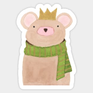 Teddy Bear with Gold Crown Sticker